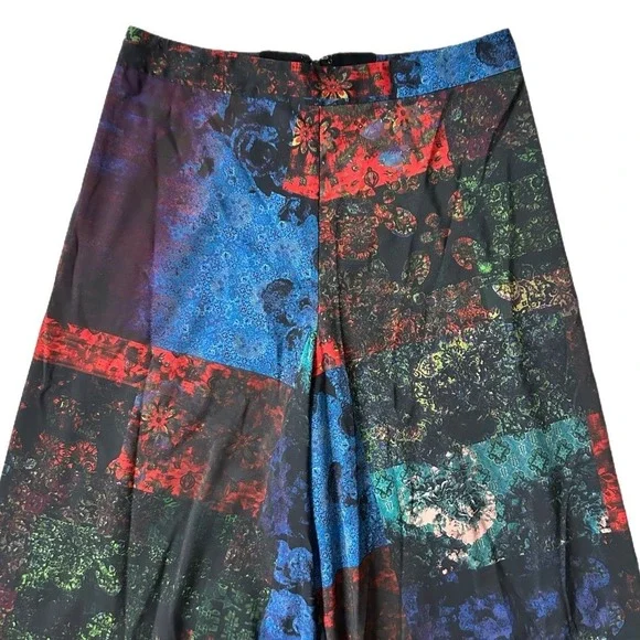 Alice + Olivia Athena Wide Leg Palazzo Pants Patchwork Floral Print Satin Size 4 - Picture 3 of 9